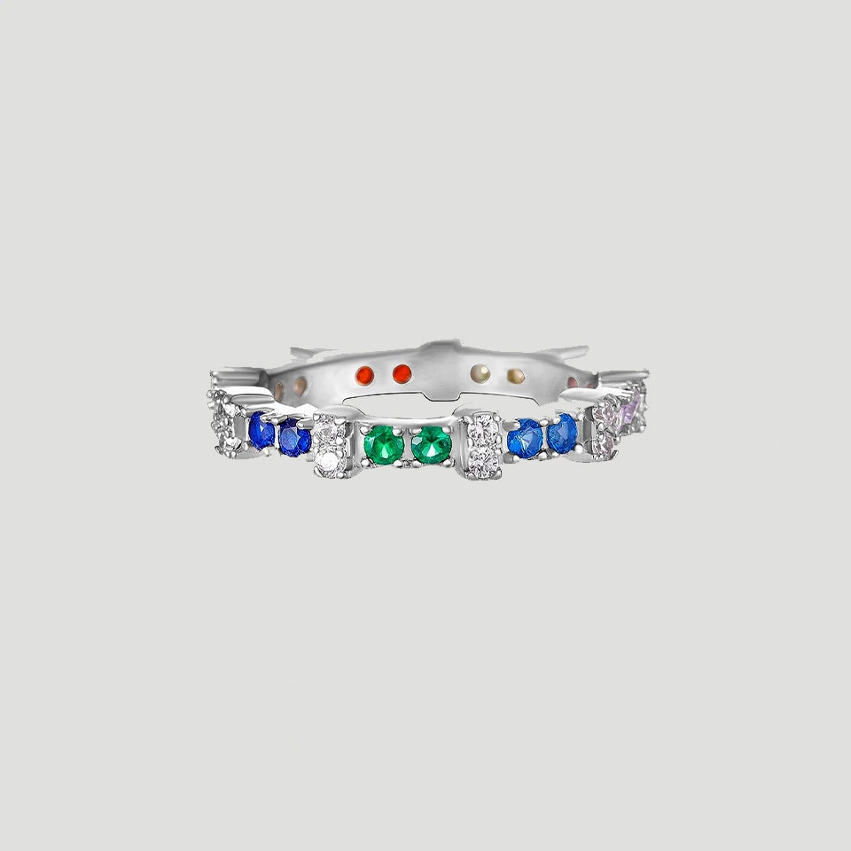 Cubic Zirconia Rainbow Eternity Ring