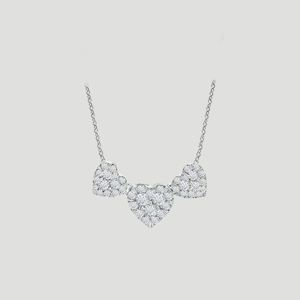 Moissanite Triple Heart Pendant Necklace