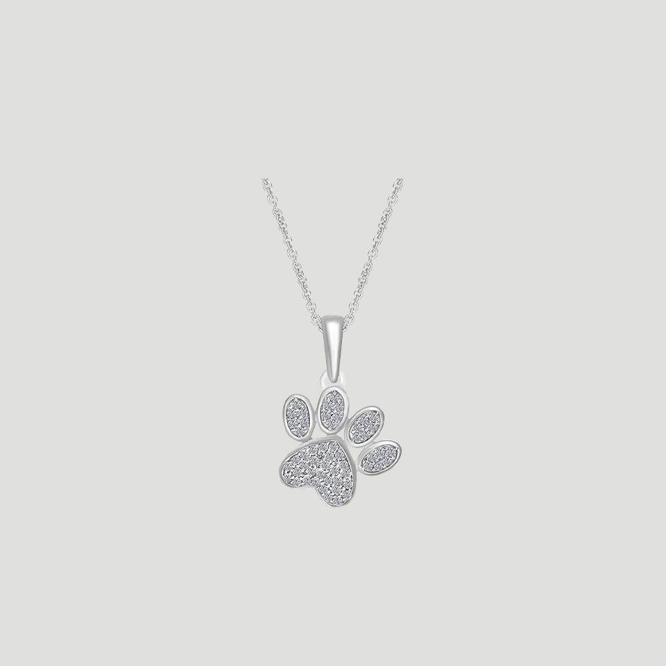 Tilted Paw Print Pendant Necklace