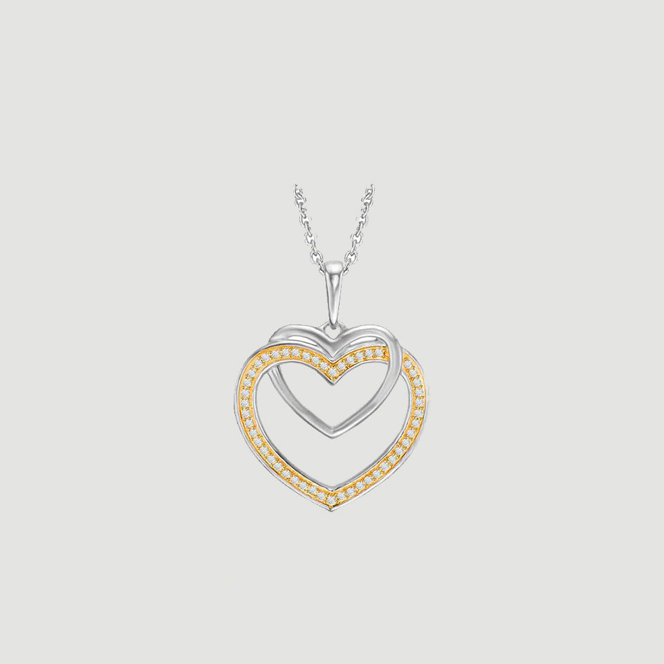 Tone Double Heart Pendant Necklace