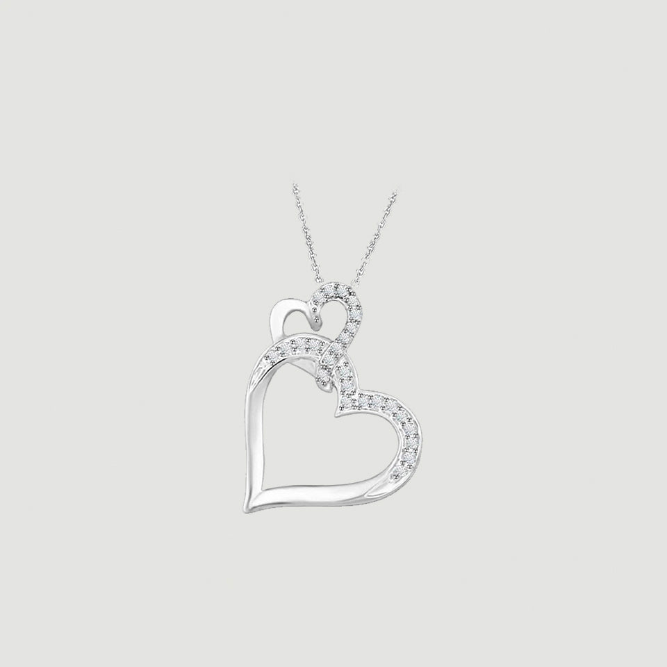 Interlinked Double Heart Pendant Necklace