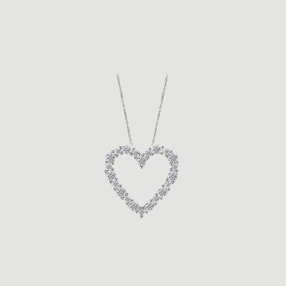 Cubic Outline Heart Pendant Necklace