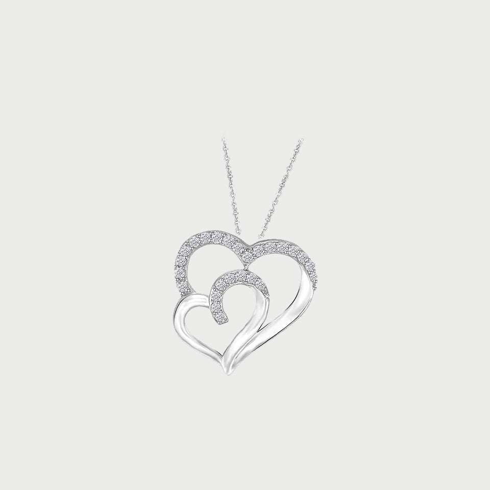 Moissanite Double Heart Pendant Necklace