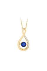 Blue and White Sapphire Infinity Pendant Necklace