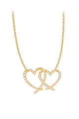 Round Cut Interlocking Double Heart Pendant Necklace