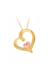 Two Tone Heart Pendant Necklace