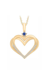 Lavish Blue Sapphire Double Heart Pendant Necklace