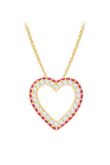 Pink Ruby Birthstone Heart Pendant Necklace