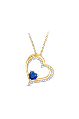 Blue Sapphire Side Heart Pendant Necklace