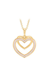 Tone Double Heart Pendant Necklace