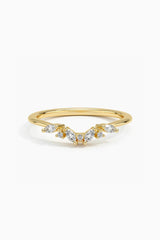 Marquise and Round Shape Moissanite Curved Ring