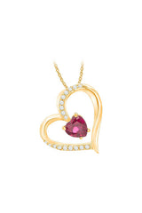 Pink Ruby Heart Pendant Necklace