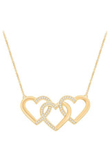 Triple Interlocking Heart Pendant Necklace