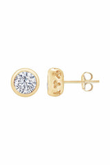 Round Bezel Set Moissanite Stud