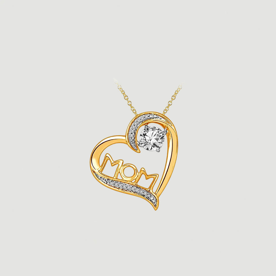 White Sapphire Mom Heart Pendant Necklace