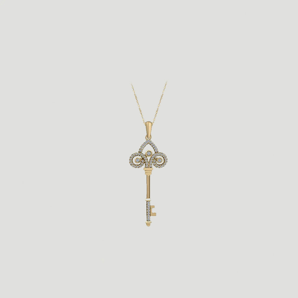 Crown Key Pendant Necklace