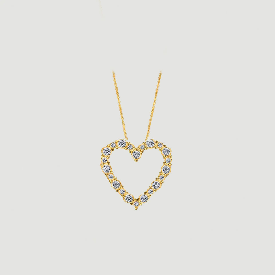 Cubic Outline Heart Pendant Necklace