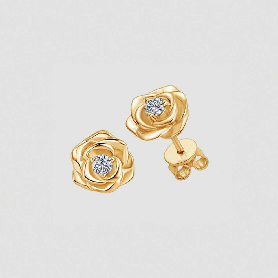 Rose Flower Moissanite Stud