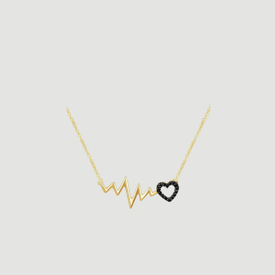 Black Love Heartbeat Pendant Necklace