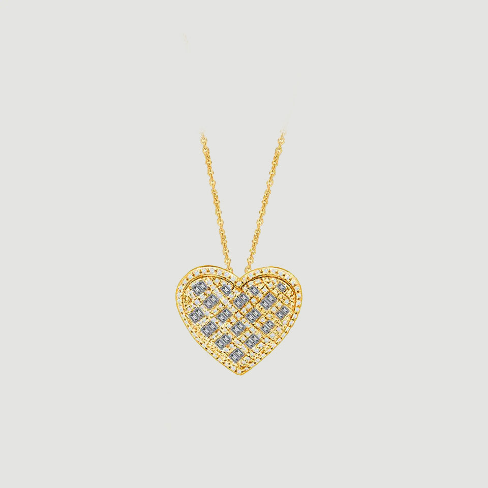 Basket Weave Heart Pendant Necklace