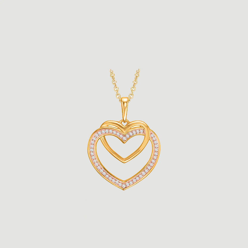 Tone Double Heart Pendant Necklace