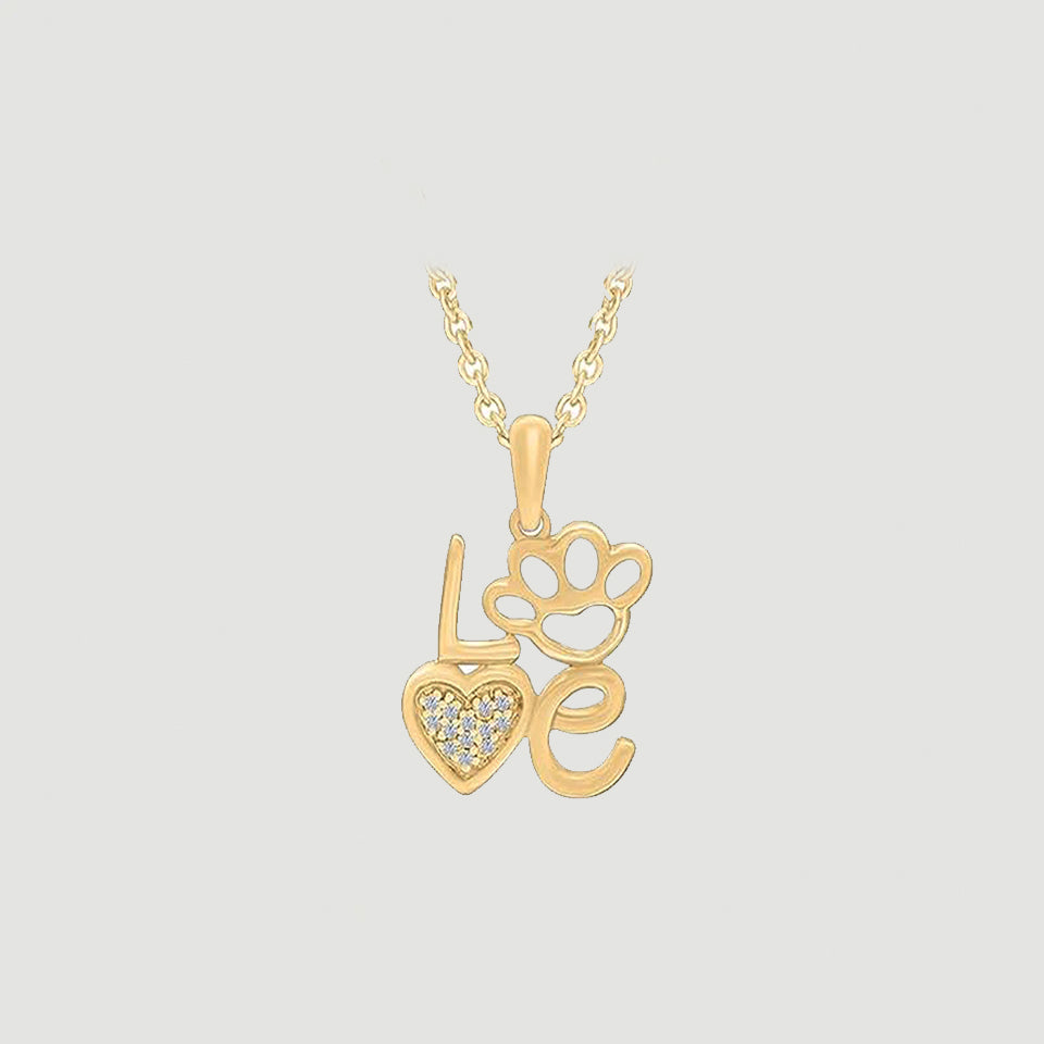 Love Paw Print Pendant Necklace