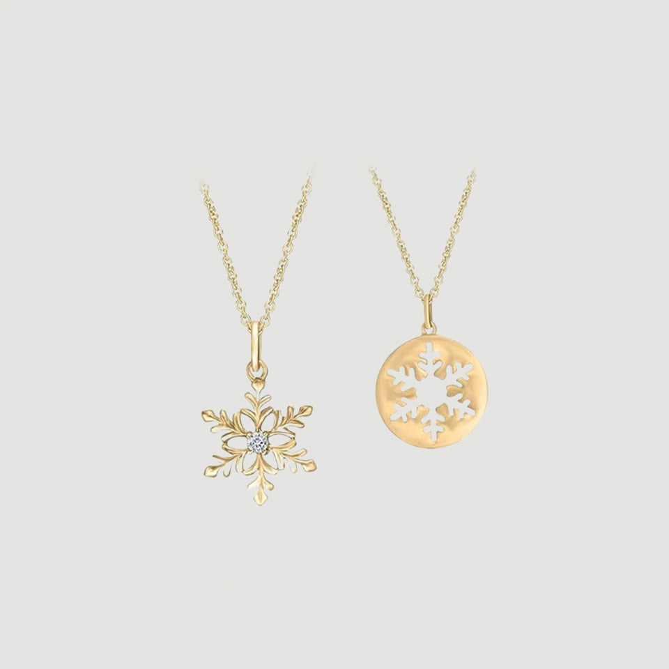 Cut-Out Snowflake Disc Pendant Necklace