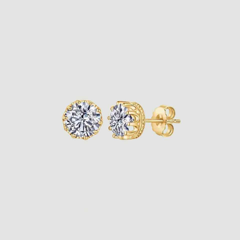 Crown Moissanite Friciton Back Stud