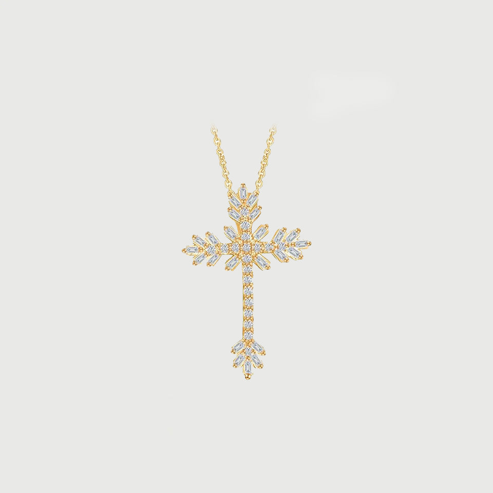 Baguette Cross Pendant Necklace