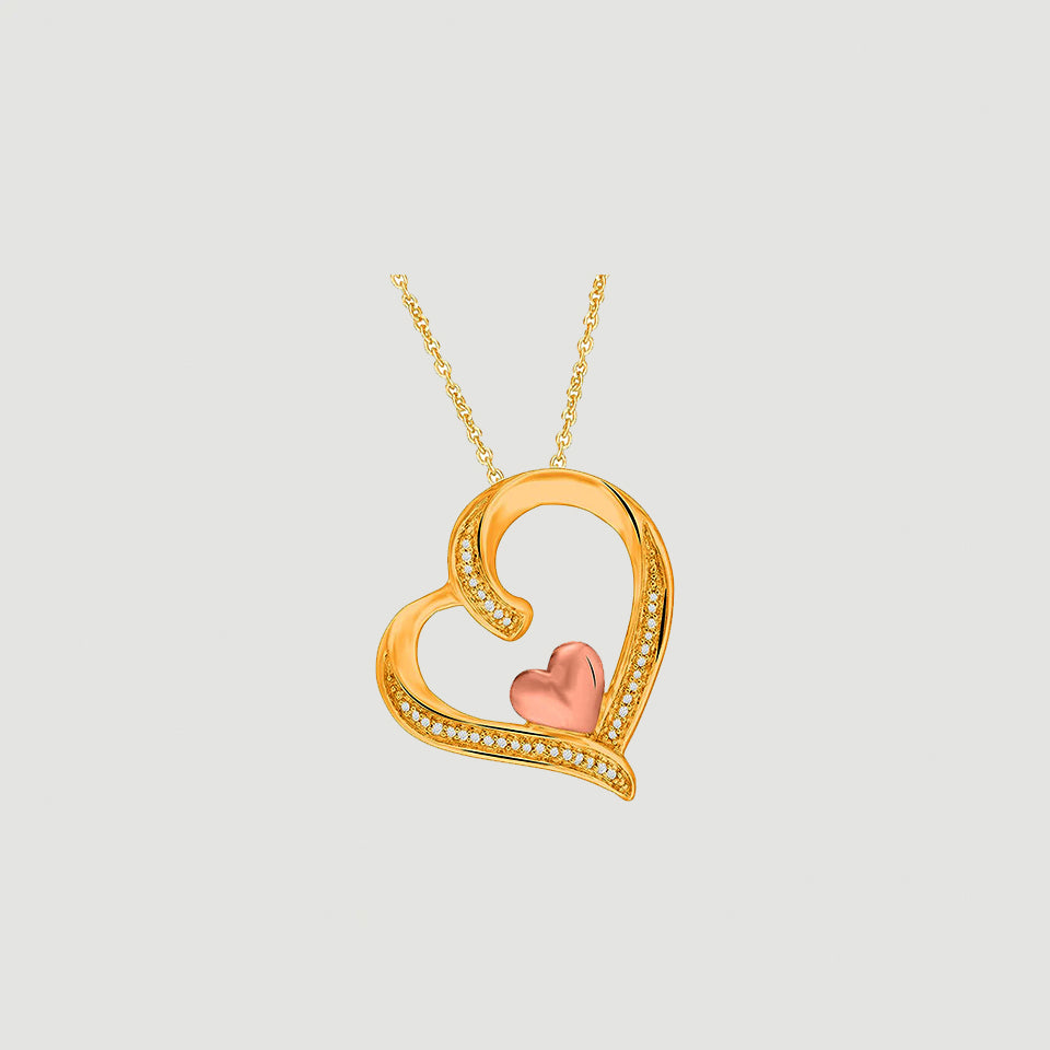 Two Tone Heart Pendant Necklace