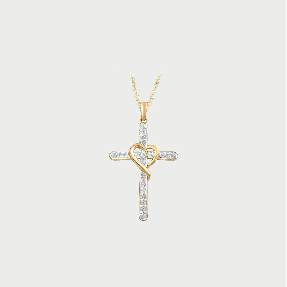 Cross Heart Pendant Necklace