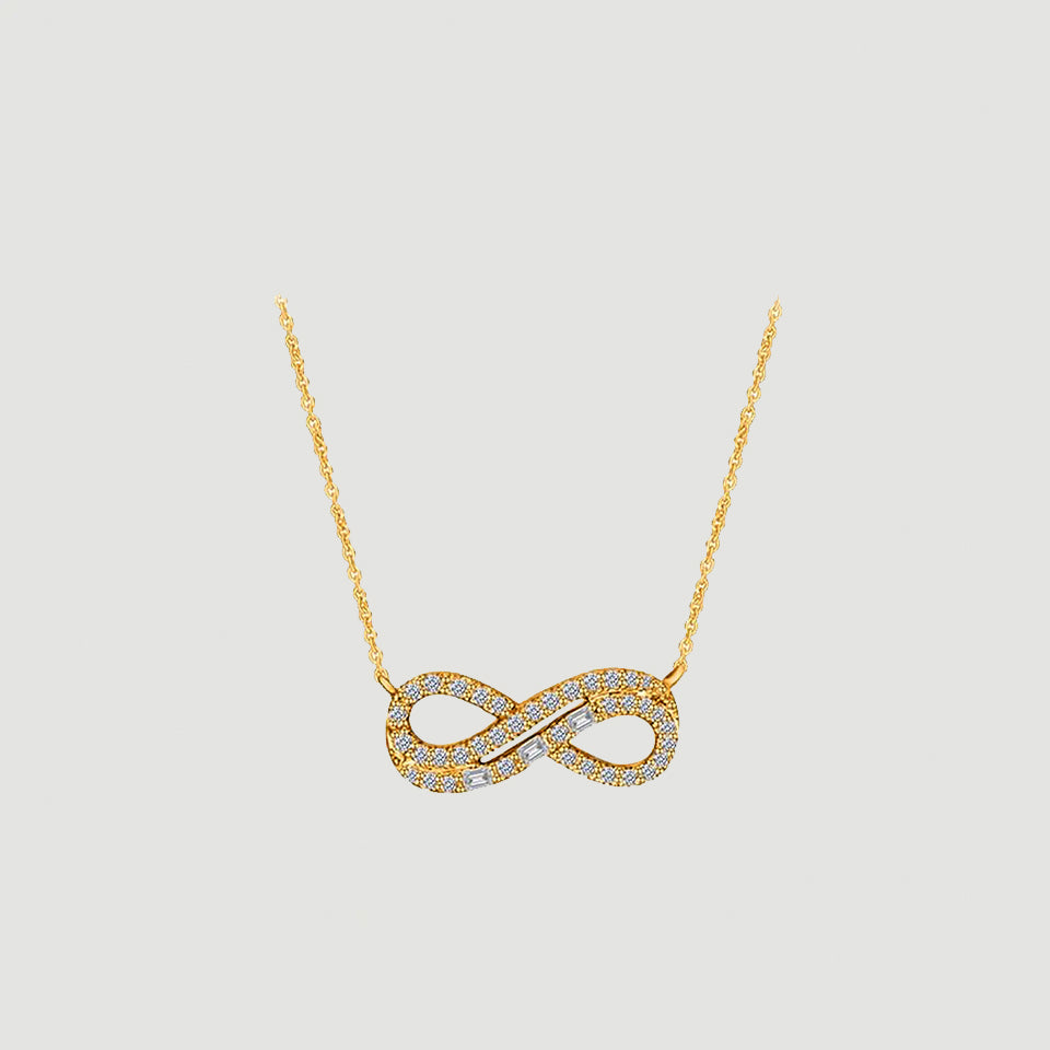 Moissanite Double Row Infinity Pendant Necklace