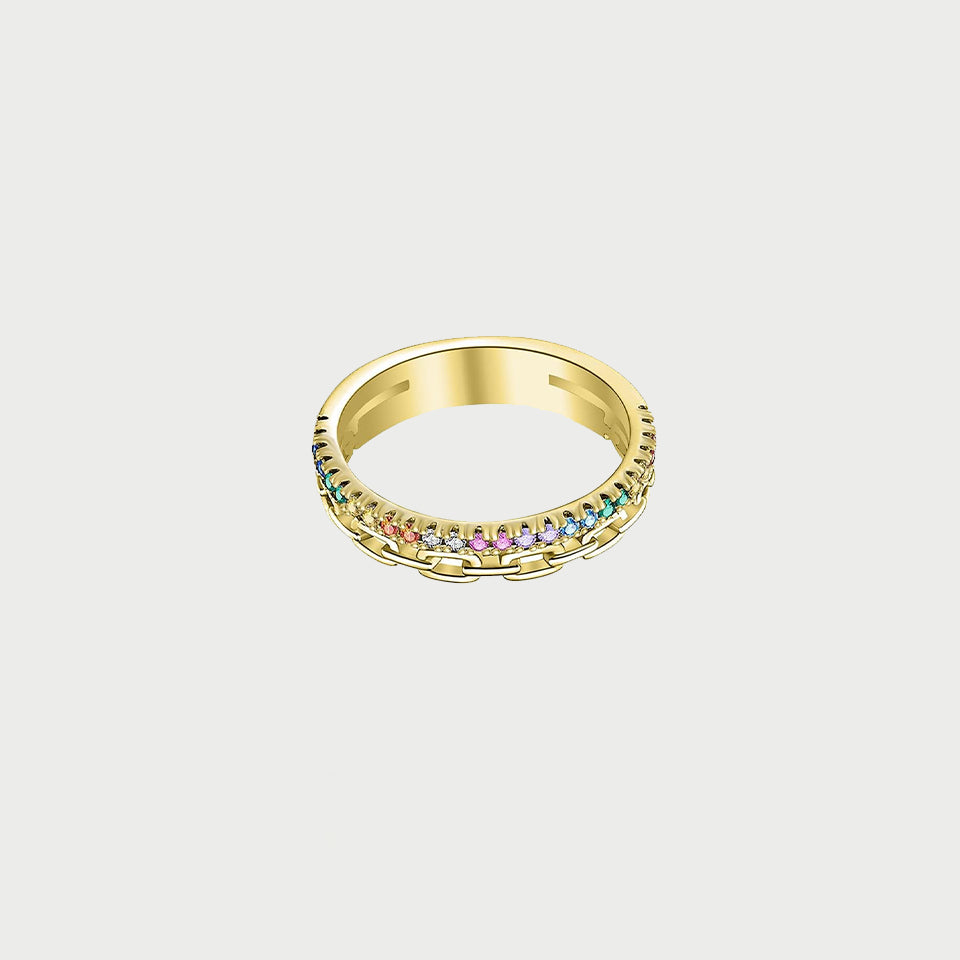 Gemstone Rainbow Chain Ring