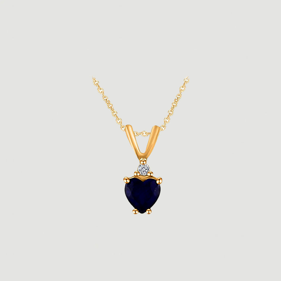 Blue Sapphire Looping Heart Pendant Necklace