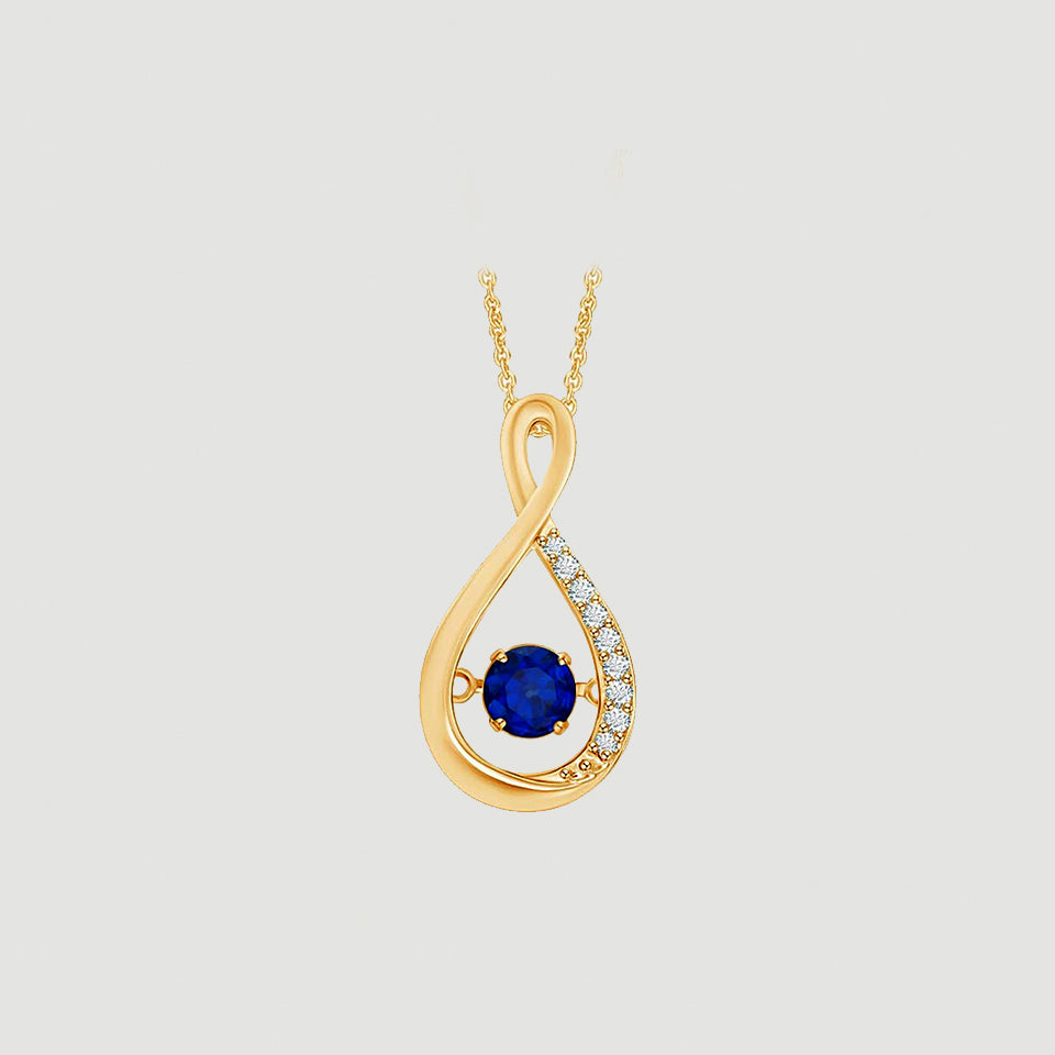 Blue and White Sapphire Infinity Pendant Necklace