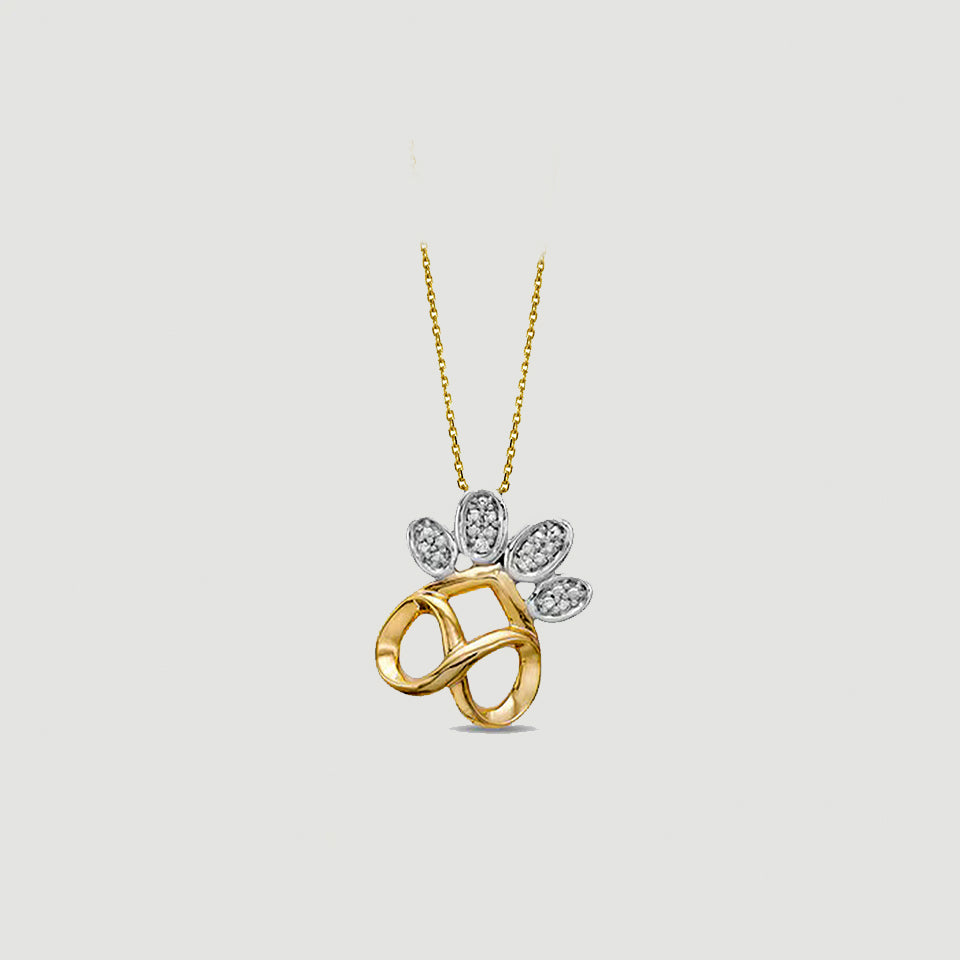 Infinity Paw Print Pendant Necklace