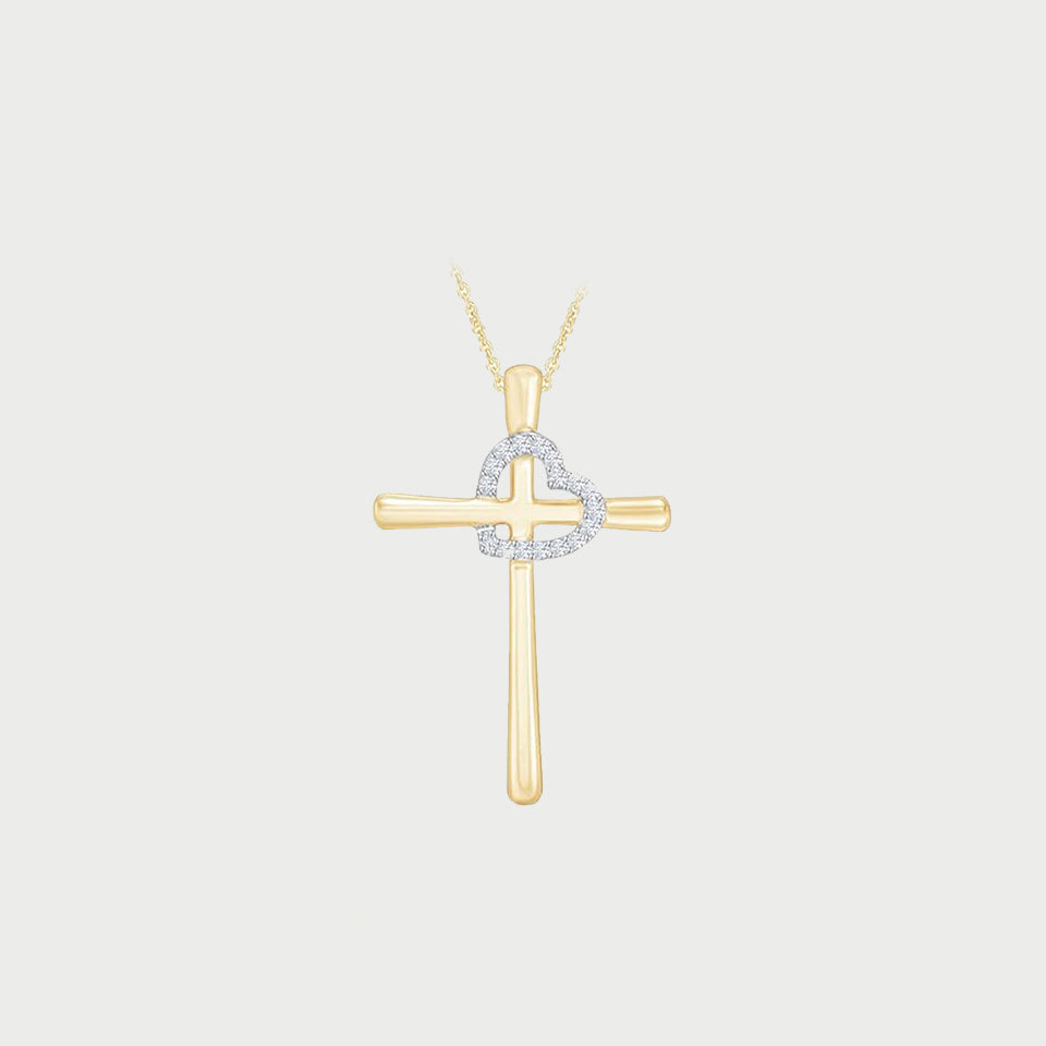 Love Heart Cross Pendant Necklace