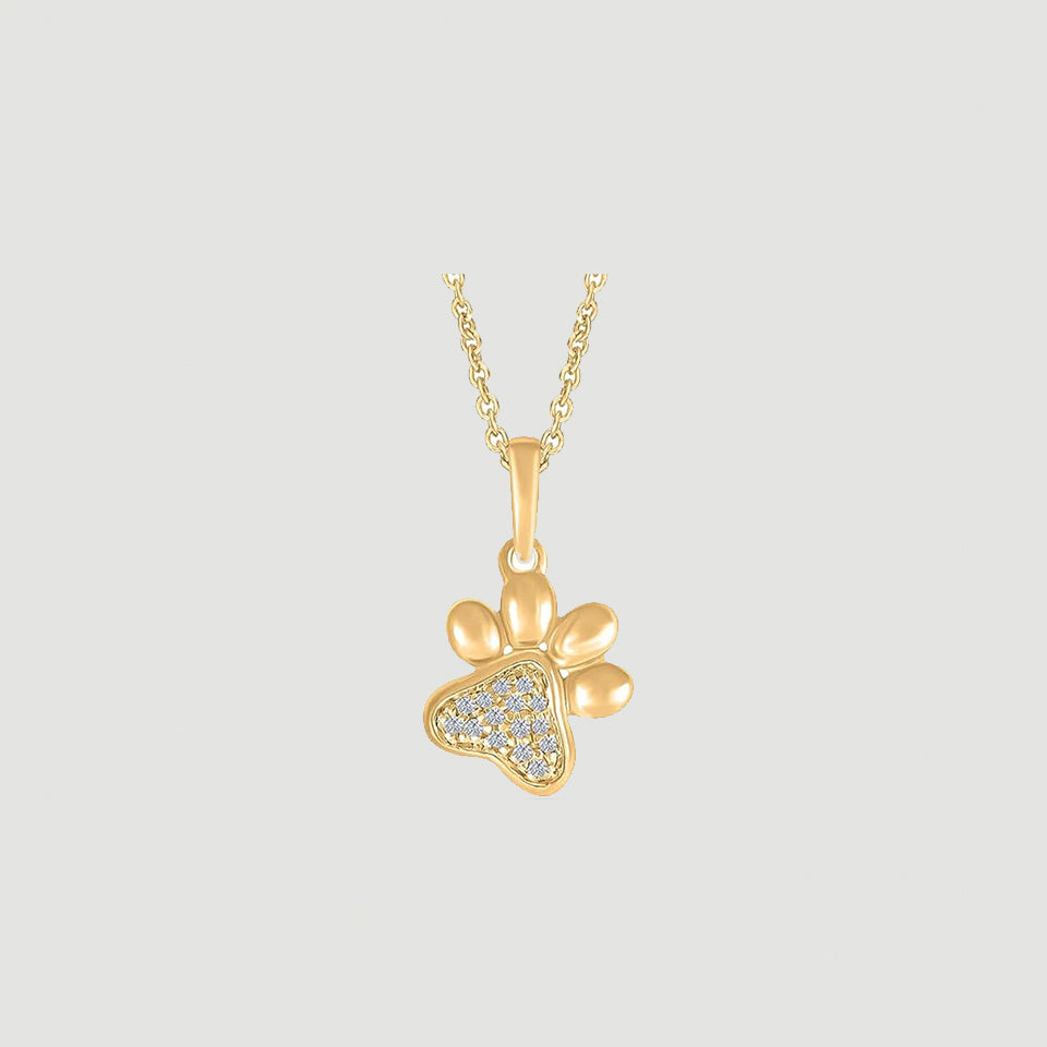 Tilted Paw Print Pendant Necklace