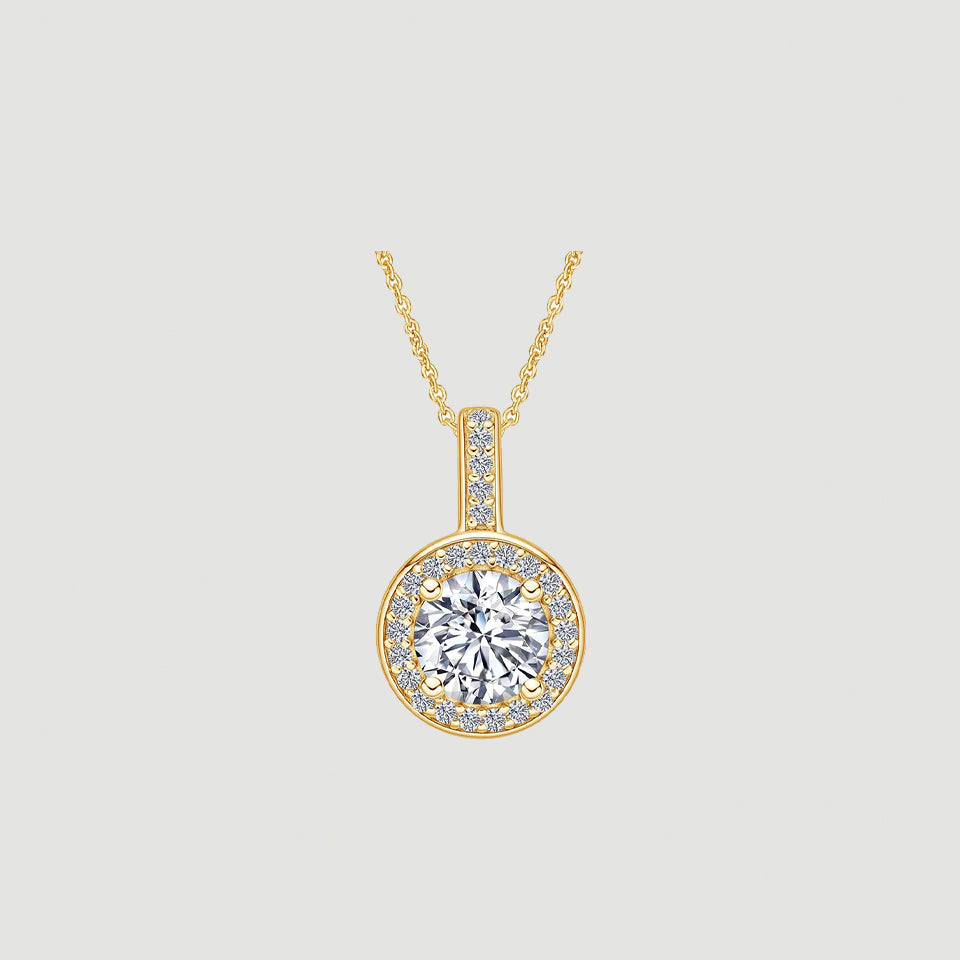 Round Halo Pendant Necklace