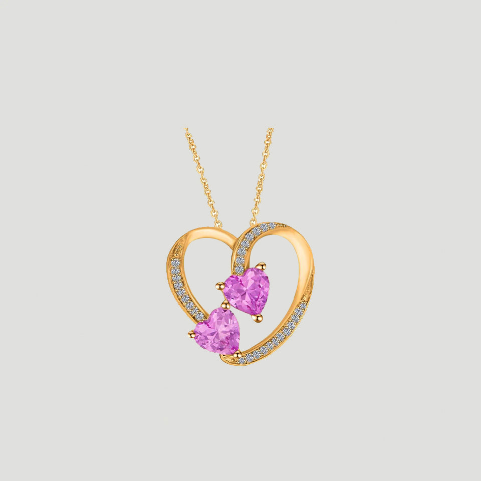 Pink Sapphire Moissanite Heart Pendant Necklace