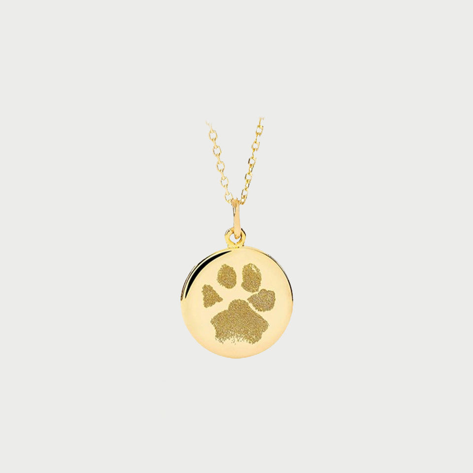 Paw Print Disc Pendant Necklace