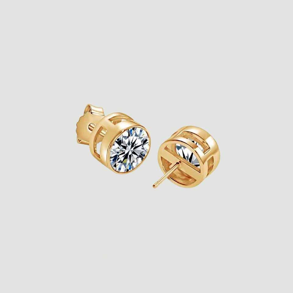 Classic Solitaire Diamond Bezel Set Stud