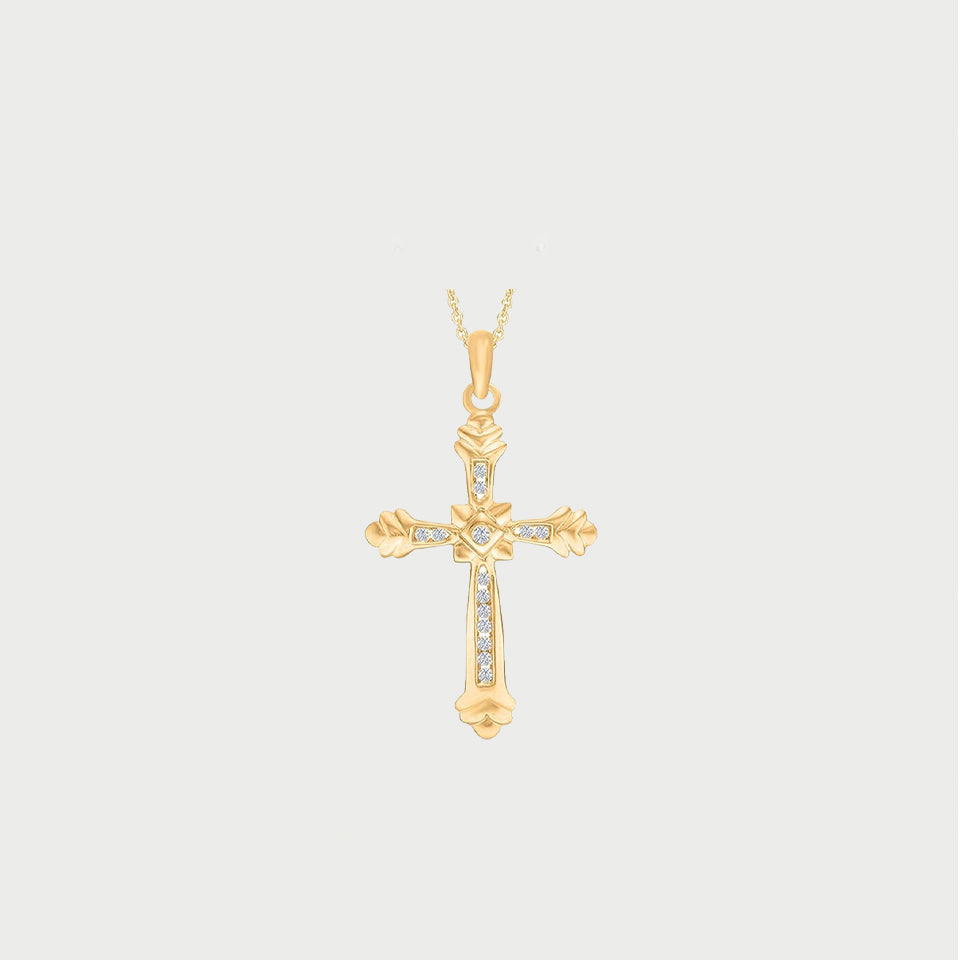 Chevron End Cross Pendant Necklace