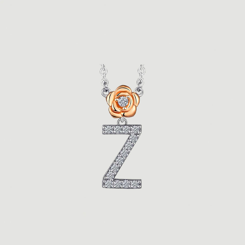 Alphabet Flower Pendant Necklace