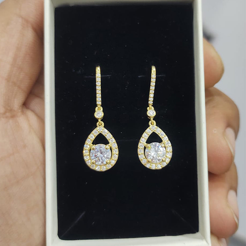 Teardrop Moissanite Drop Earrings