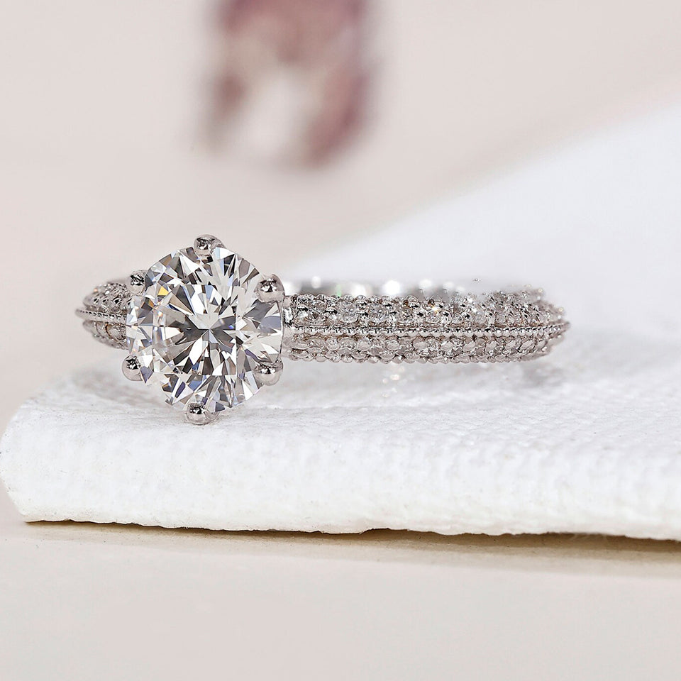 Moissanite Diamond Six Prong Ring