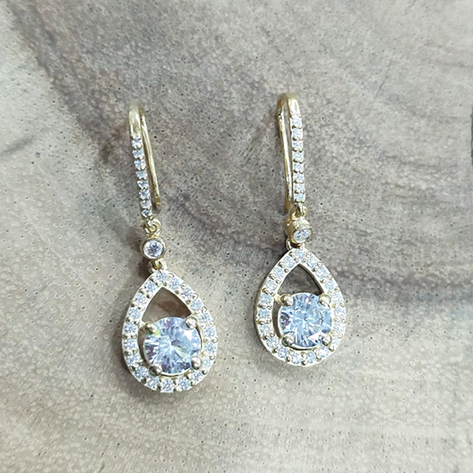 Teardrop Moissanite Drop Earrings