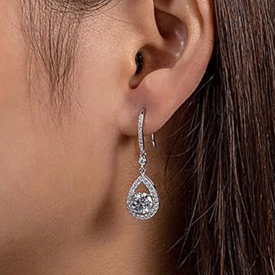 Teardrop Moissanite Drop Earrings