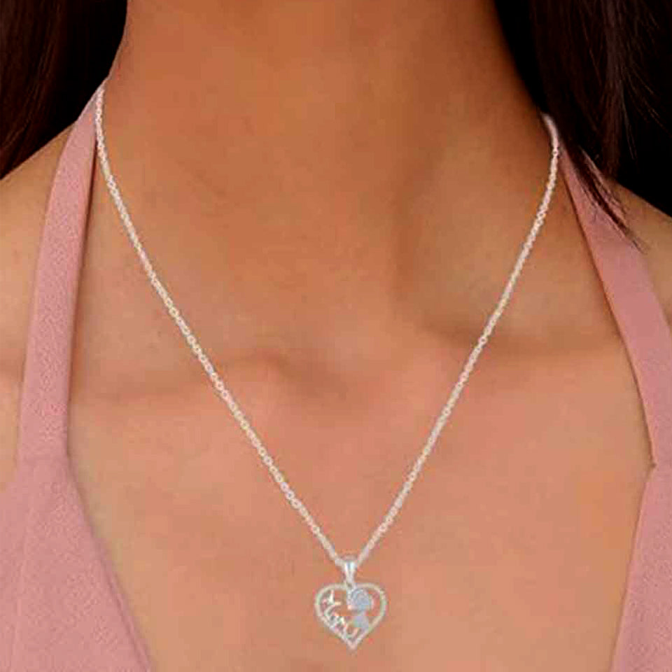 Triple Heart Mom Pendant Necklace