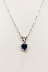 Blue Sapphire Looping Heart Pendant Necklace